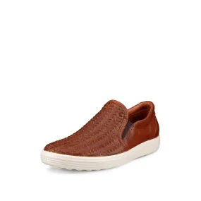 Ecco Soft 7 Woven Slip On 2 Cognac Palermo Women's