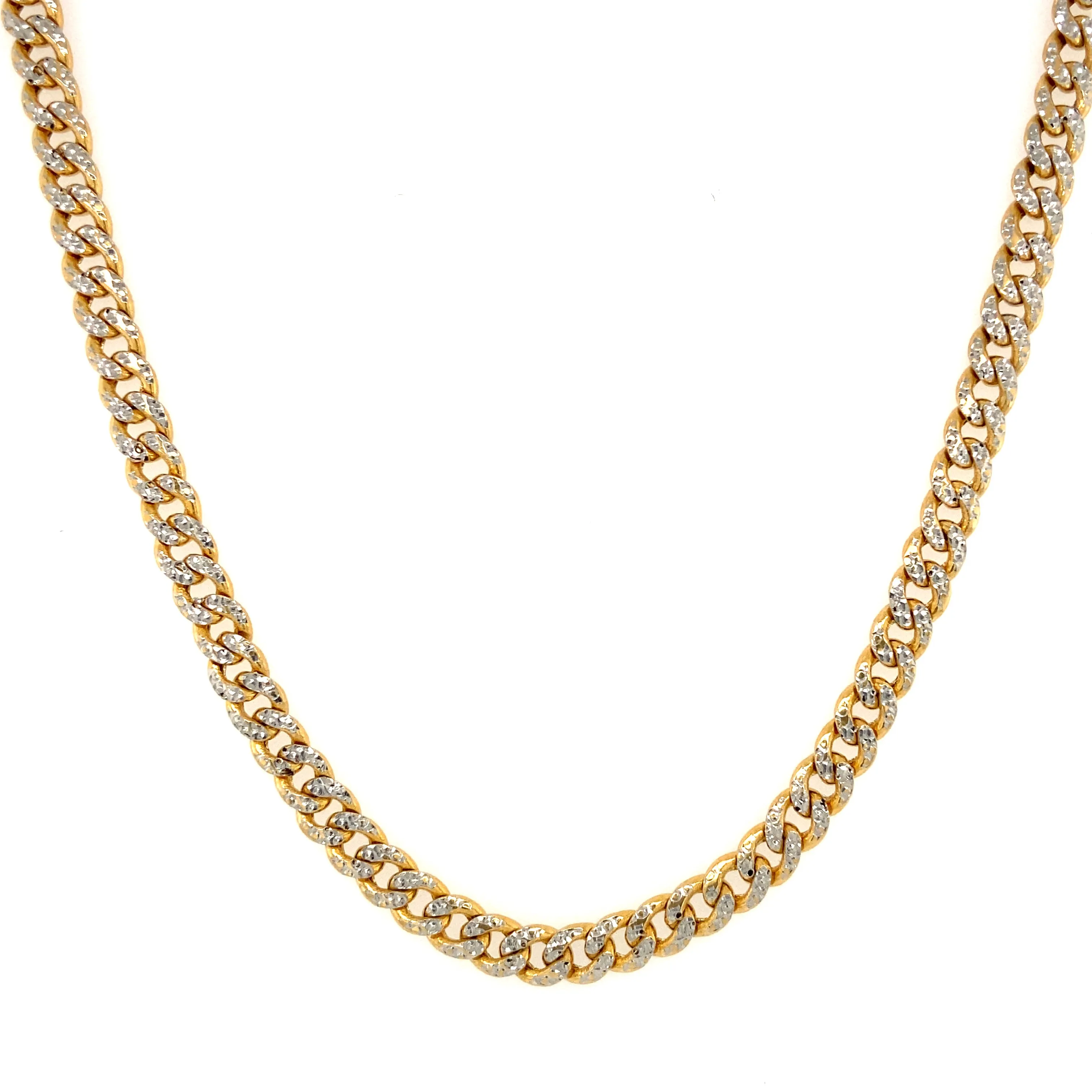 10K Gold Diamond Cut Curb Chain Necklace