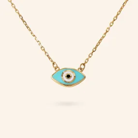 10K Gold Marquis Enamel Evil Eye Necklace