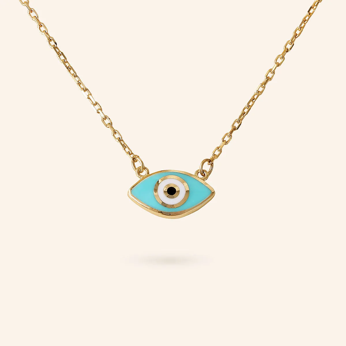 10K Gold Marquis Enamel Evil Eye Necklace