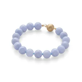 10mm Blue Lace Agate & Gold Bracelet