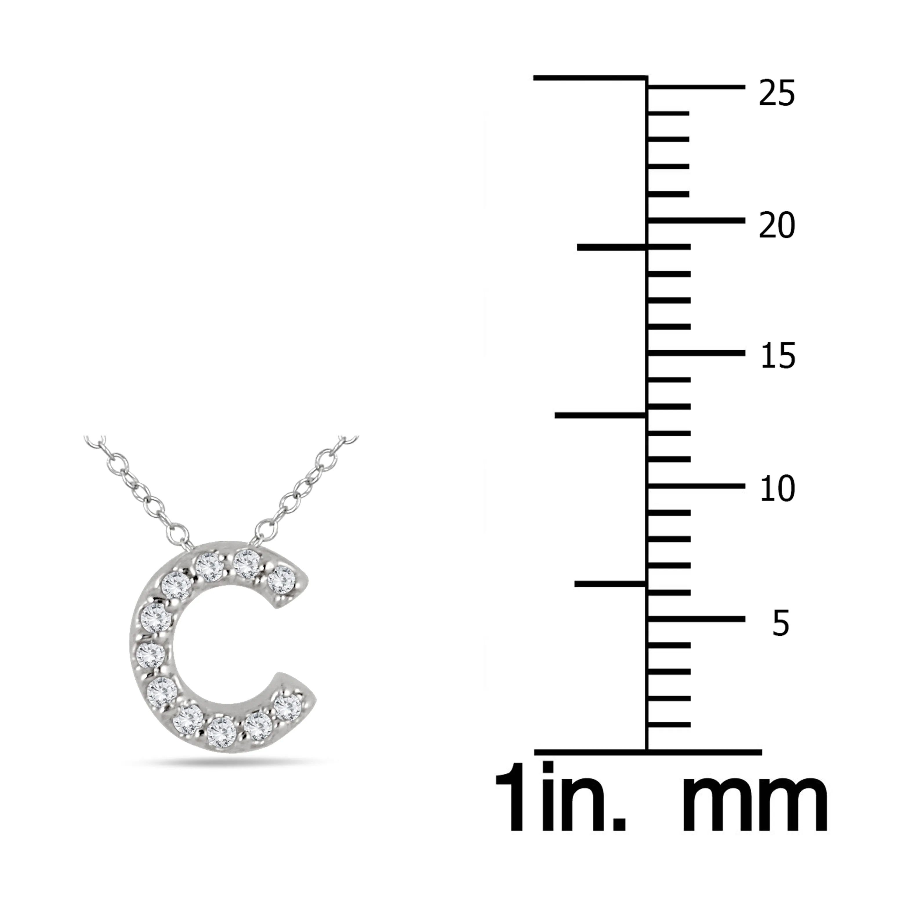 1/10 Carat Tw C Initial Diamond Pendant In 10K White Gold