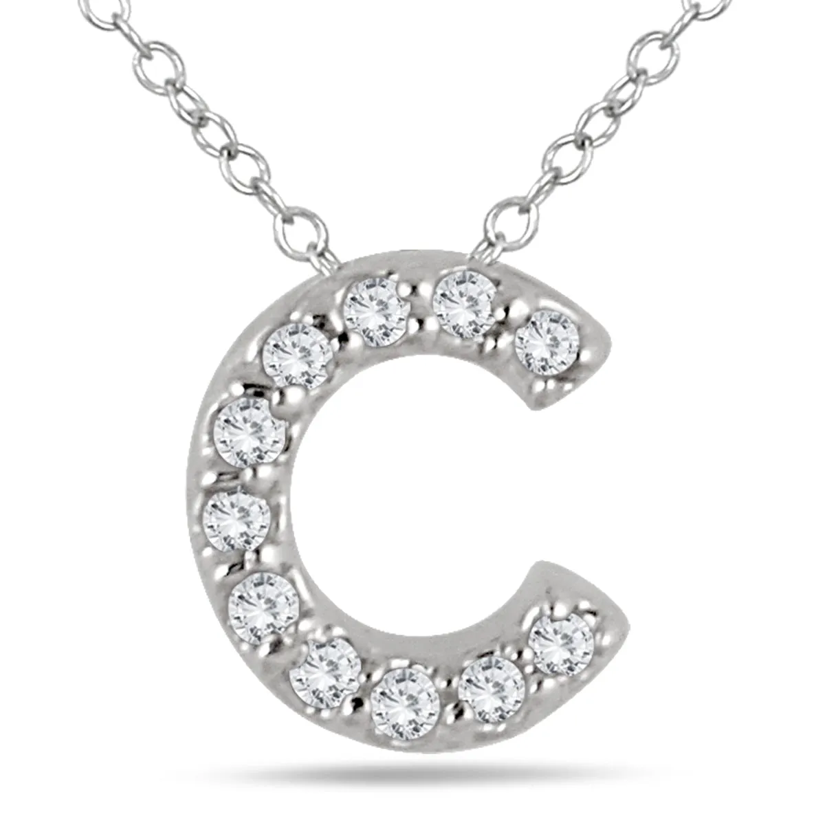 1/10 Carat Tw C Initial Diamond Pendant In 10K White Gold