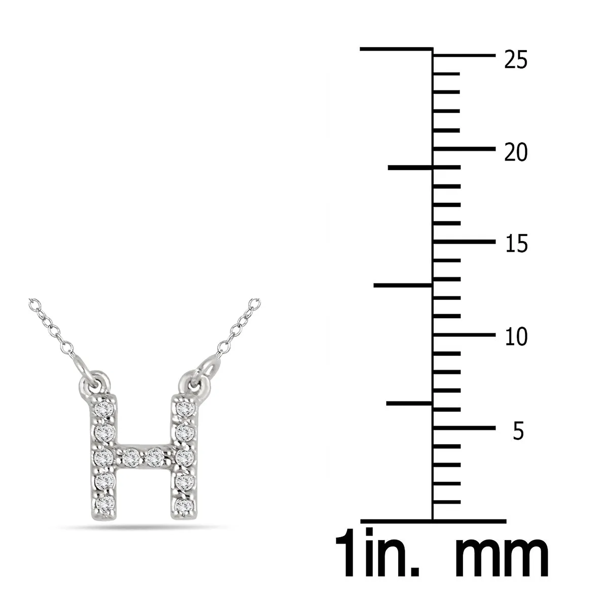 1/10 Carat Tw H Initial Diamond Pendant In 10K White Gold