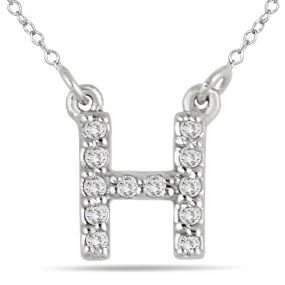 1/10 Carat Tw H Initial Diamond Pendant In 10K White Gold