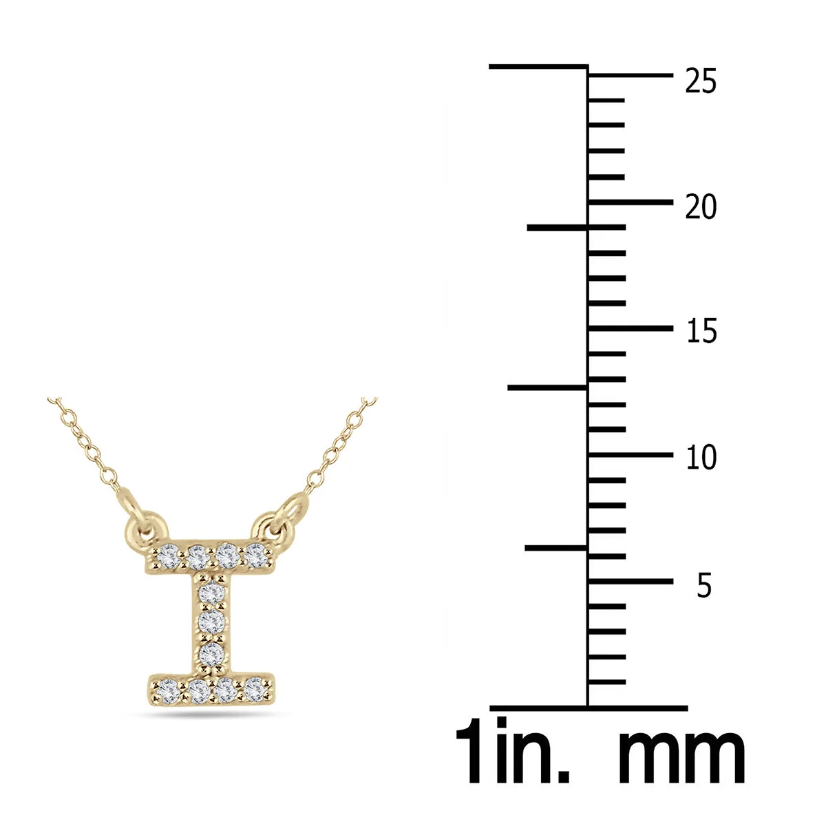 1/10 Carat Tw I Initial Diamond Pendant In 10K Yellow Gold