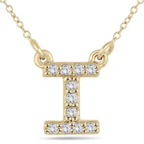 1/10 Carat Tw I Initial Diamond Pendant In 10K Yellow Gold