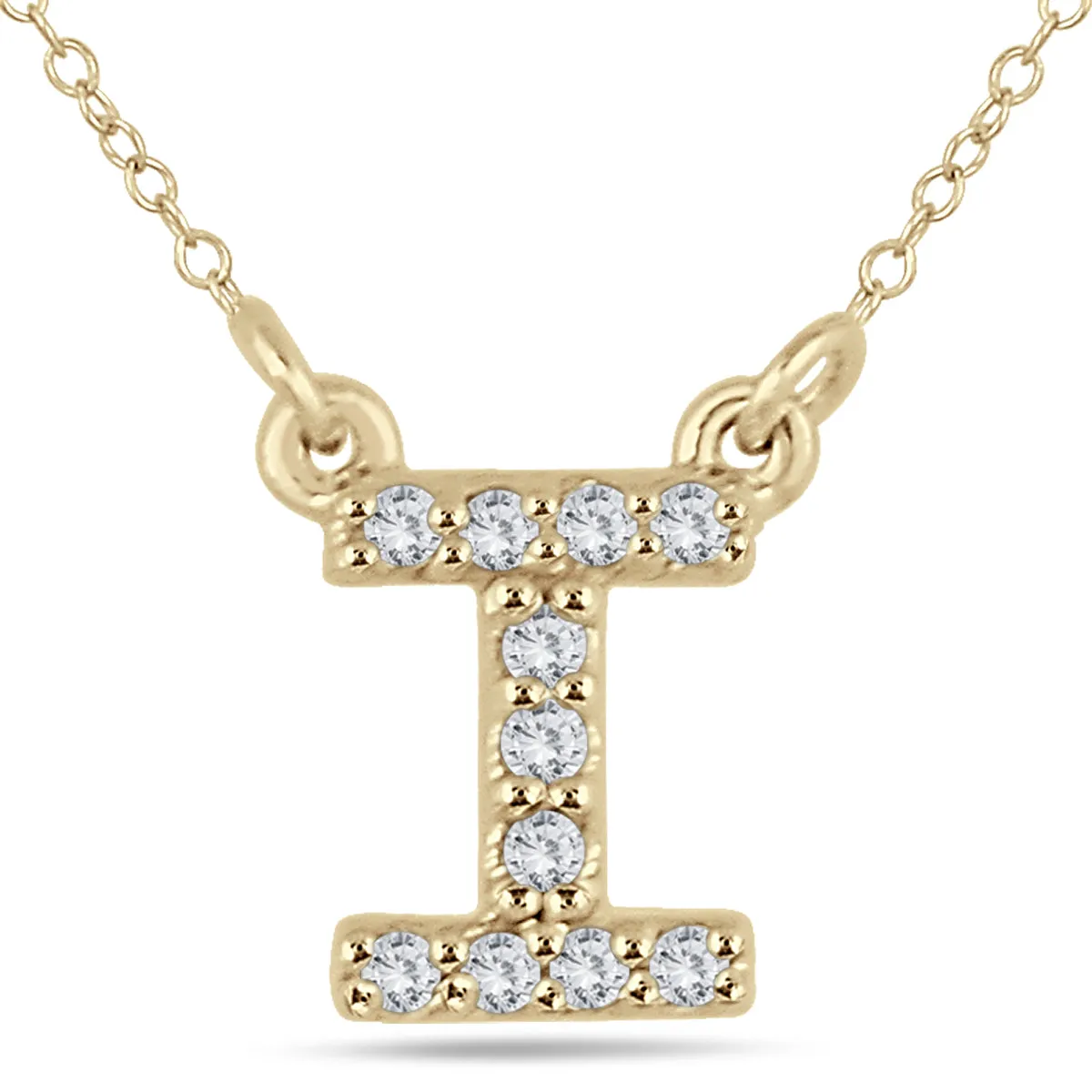 1/10 Carat Tw I Initial Diamond Pendant In 10K Yellow Gold