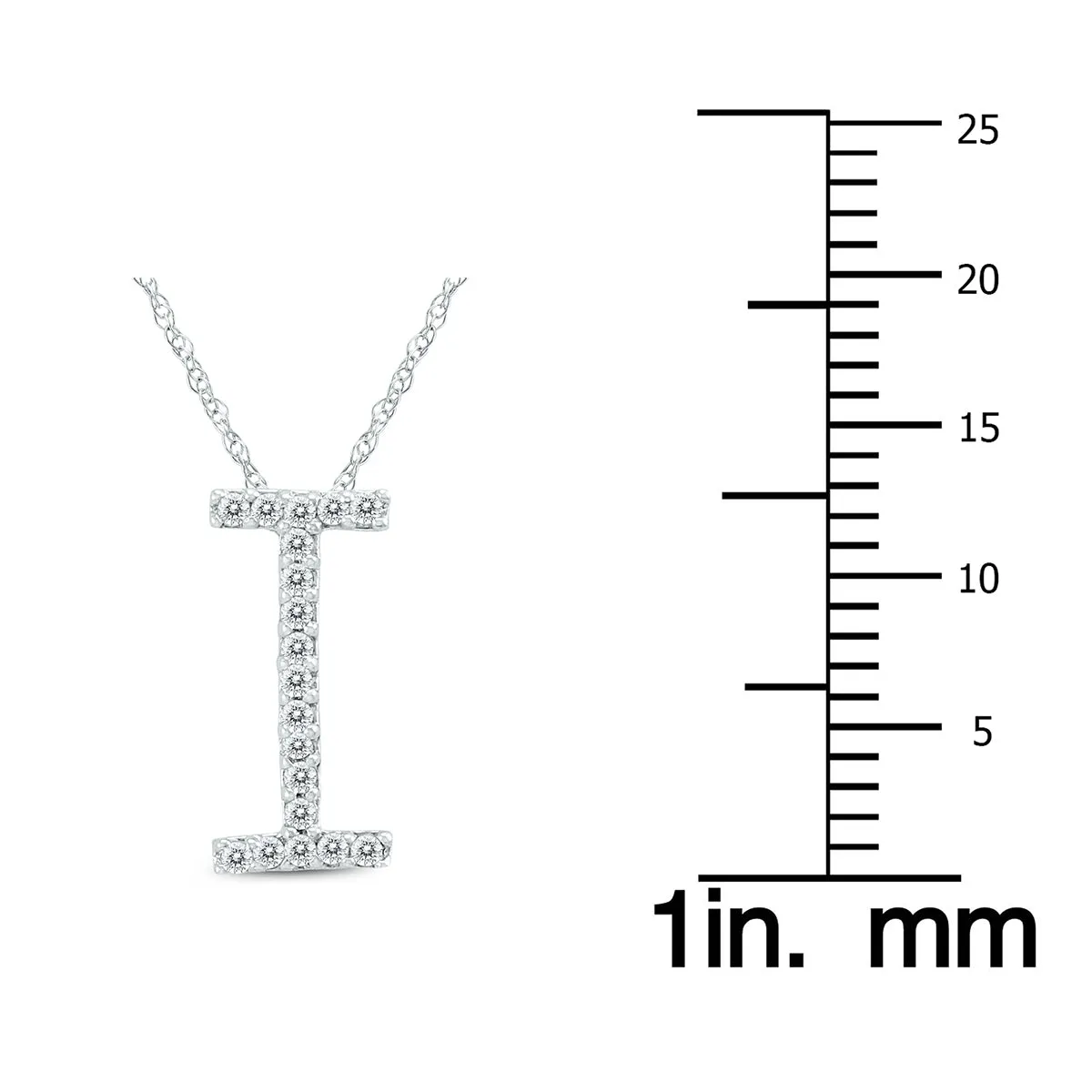 1/10 Carat Tw I Initial Diamond Pendant Necklace In 10K White Gold With Adjustable Chain