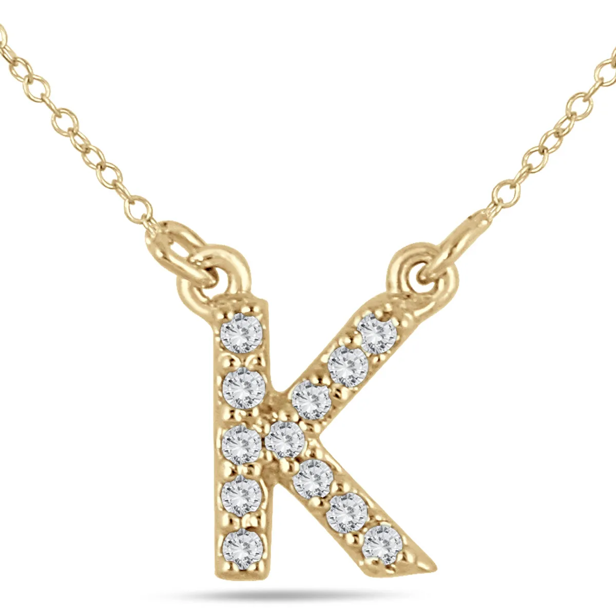 1/10 Carat Tw K Initial Diamond Pendant In 10K Yellow Gold