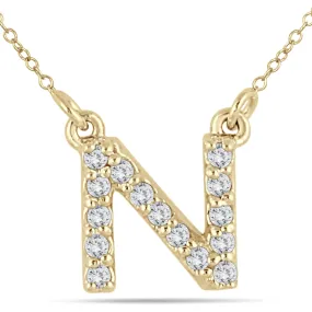 1/10 Carat Tw N Initial Diamond Pendant In 10K Yellow Gold