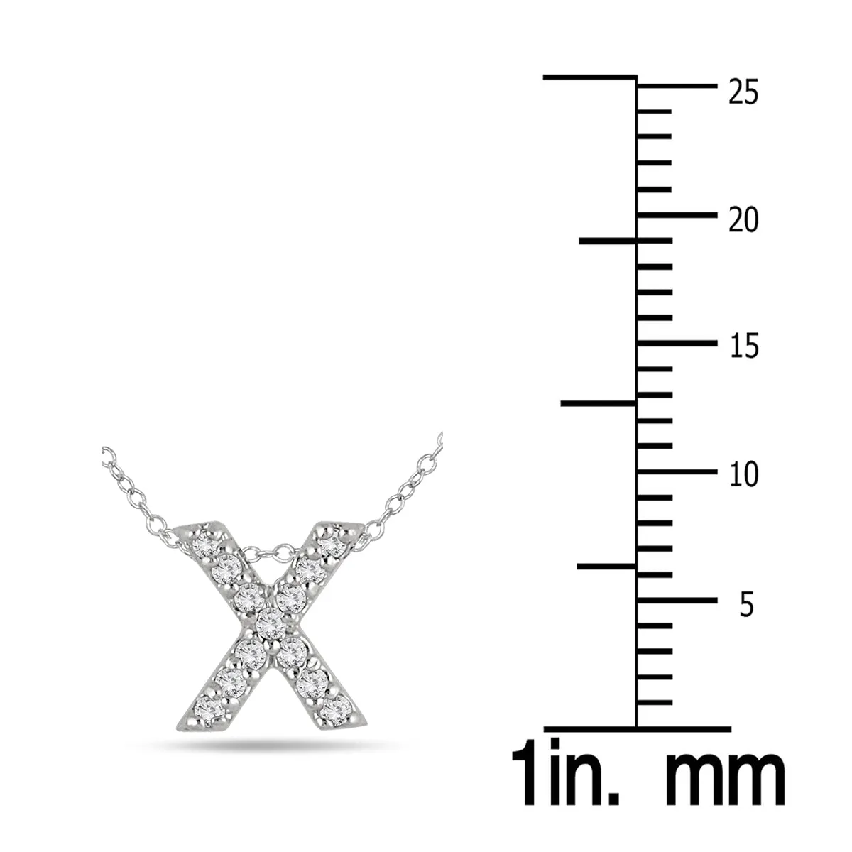 1/10 Carat Tw X Initial Diamond Pendant In 10K White Gold