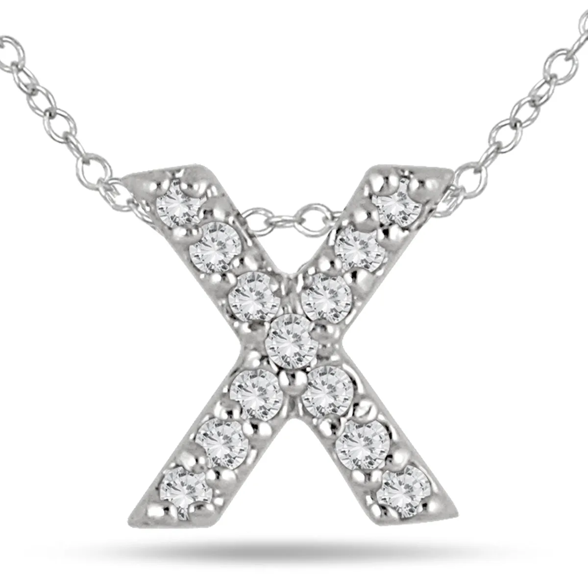 1/10 Carat Tw X Initial Diamond Pendant In 10K White Gold