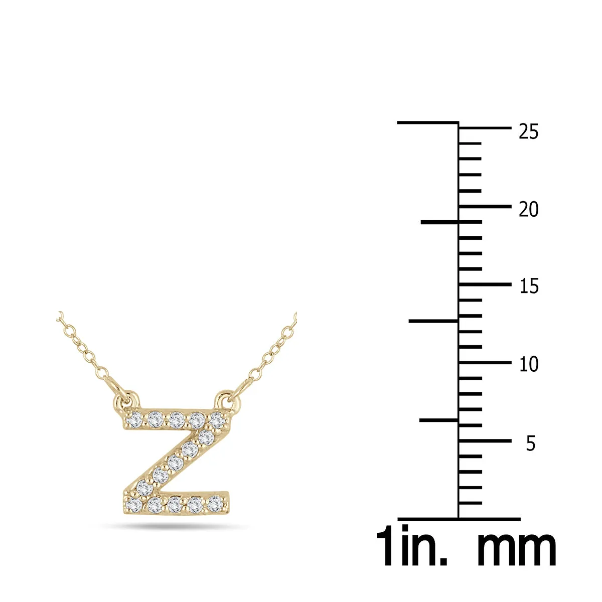 1/10 Carat Tw Z Initial Diamond Pendant In 10K Yellow Gold