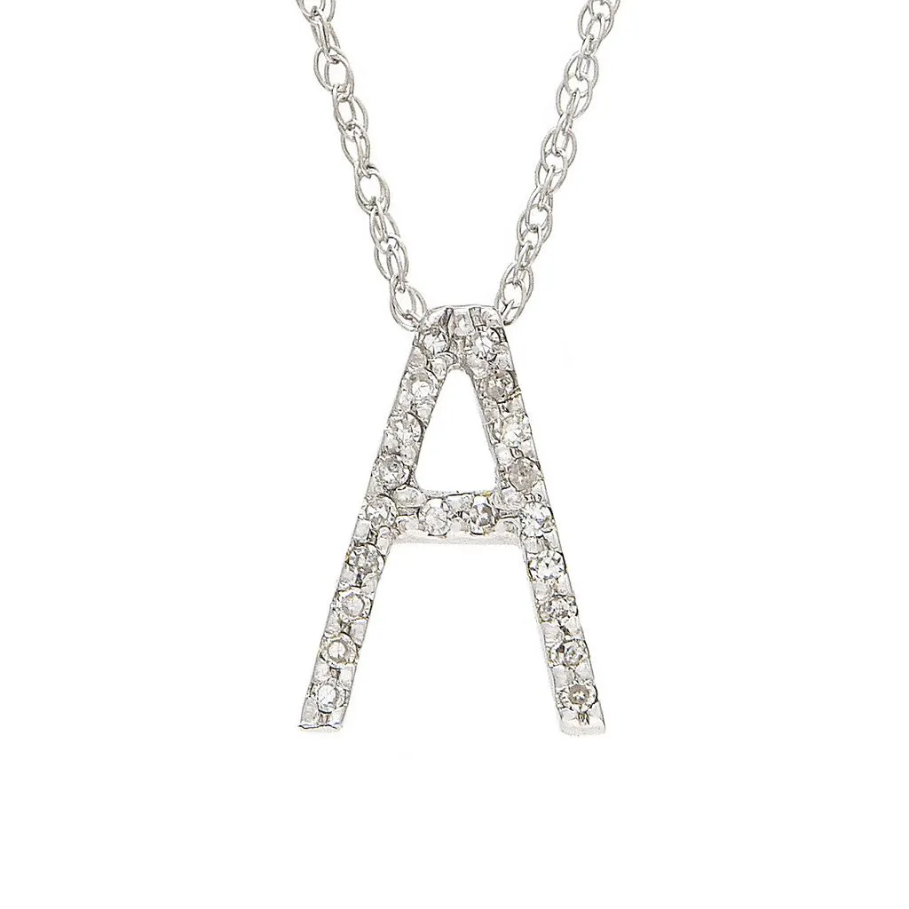 14k Diamond Initial Pendants. Available in White or Yellow Gold