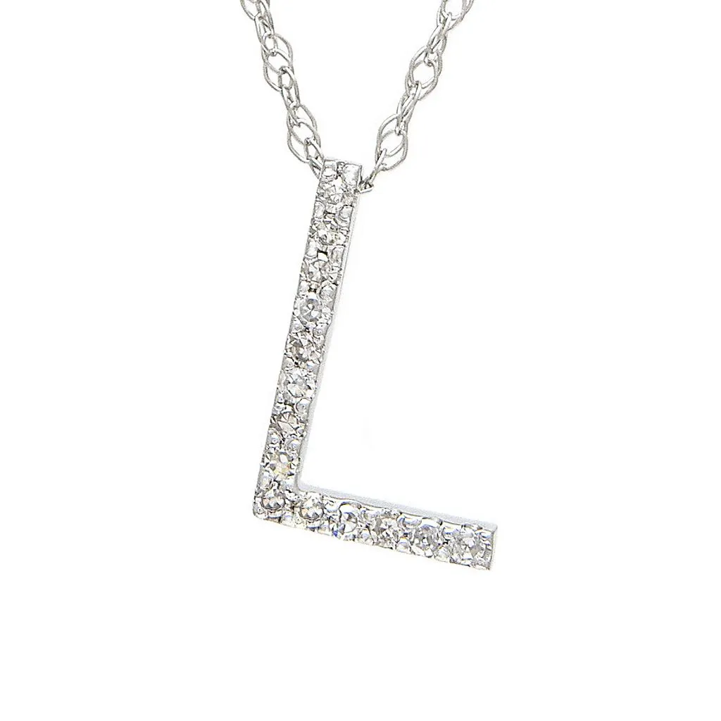 14k Diamond Initial Pendants. Available in White or Yellow Gold