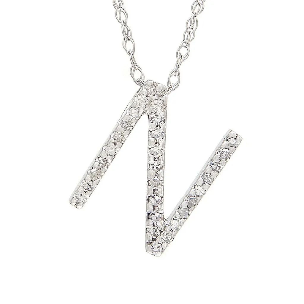 14k Diamond Initial Pendants. Available in White or Yellow Gold