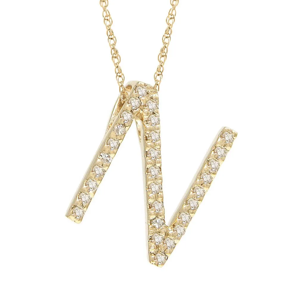 14k Diamond Initial Pendants. Available in White or Yellow Gold