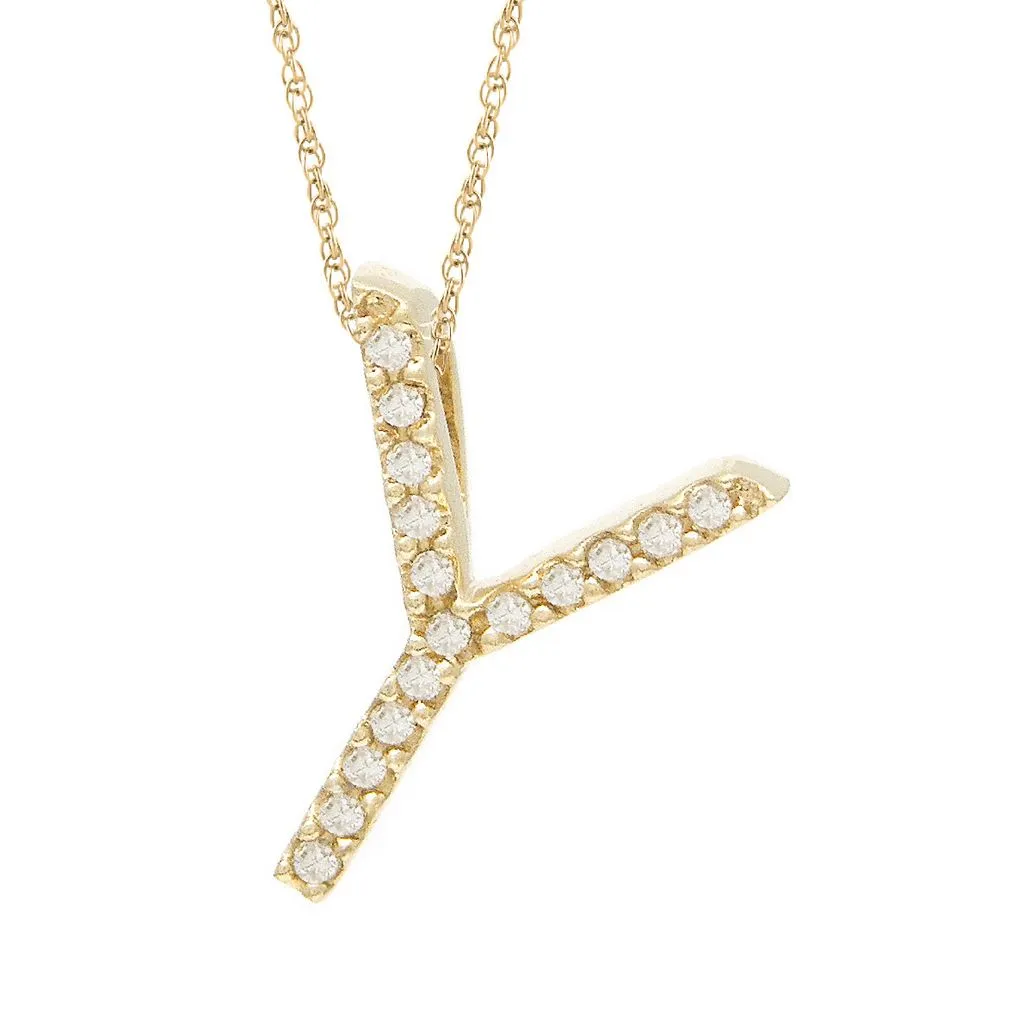 14k Diamond Initial Pendants. Available in White or Yellow Gold