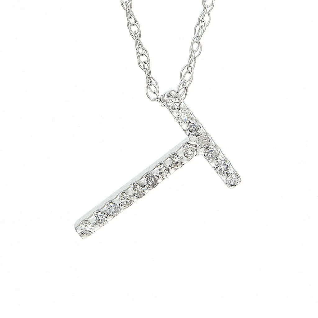 14k Diamond Initial Pendants. Available in White or Yellow Gold