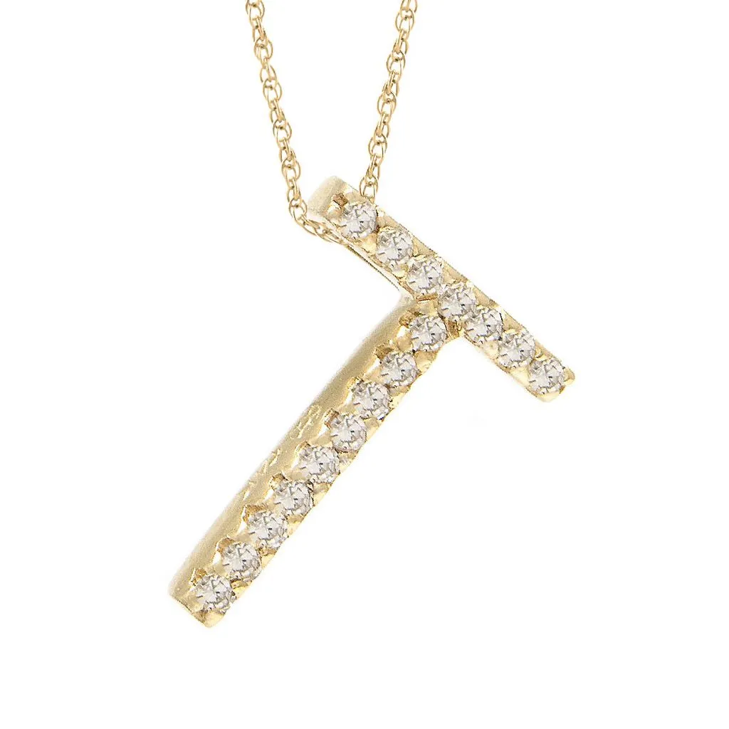 14k Diamond Initial Pendants. Available in White or Yellow Gold