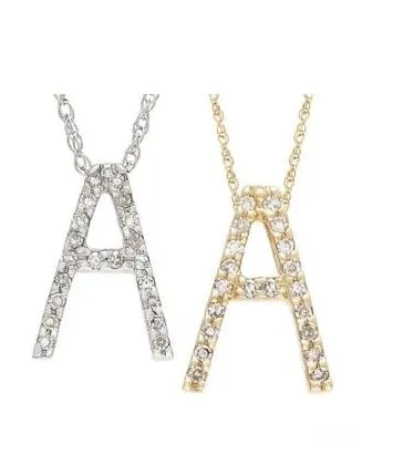 14k Diamond Initial Pendants. Available in White or Yellow Gold