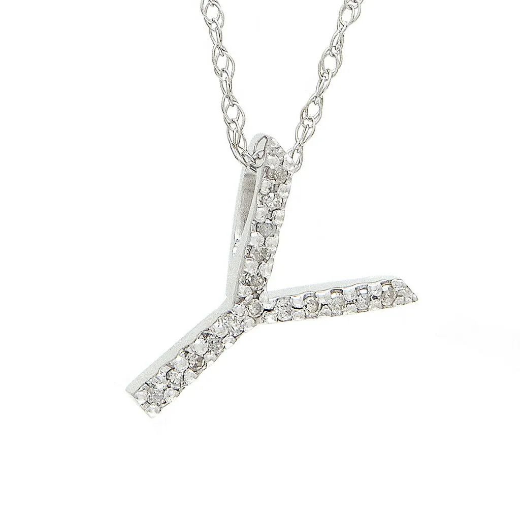 14k Diamond Initial Pendants. Available in White or Yellow Gold