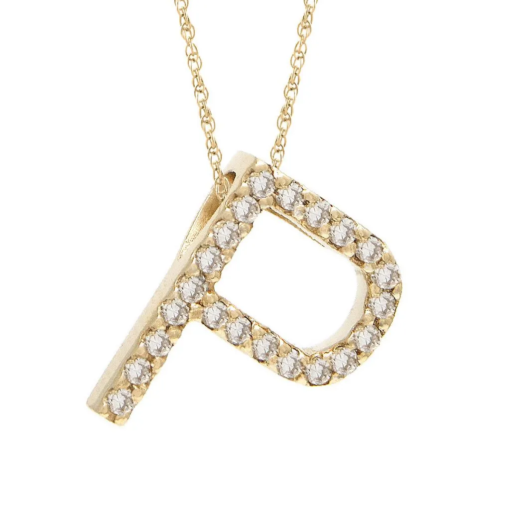 14k Diamond Initial Pendants. Available in White or Yellow Gold