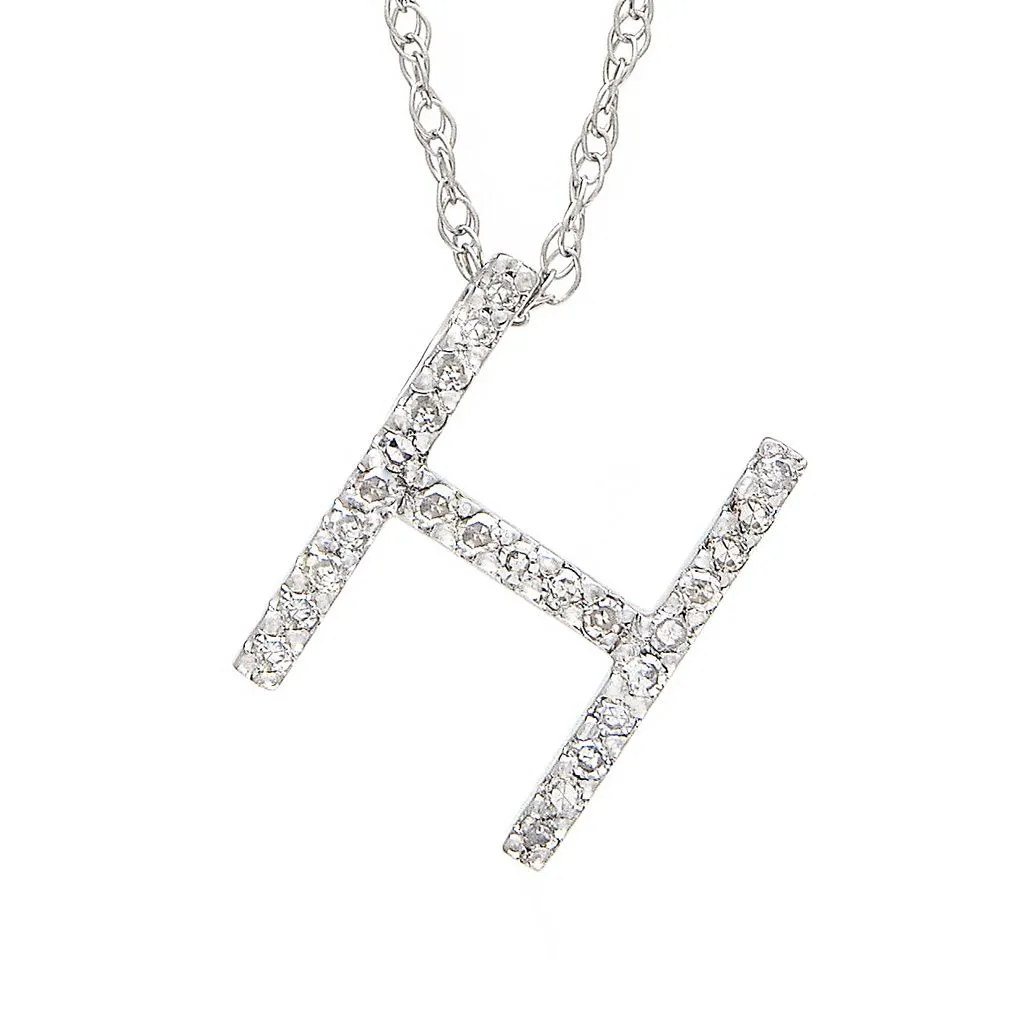 14k Diamond Initial Pendants. Available in White or Yellow Gold