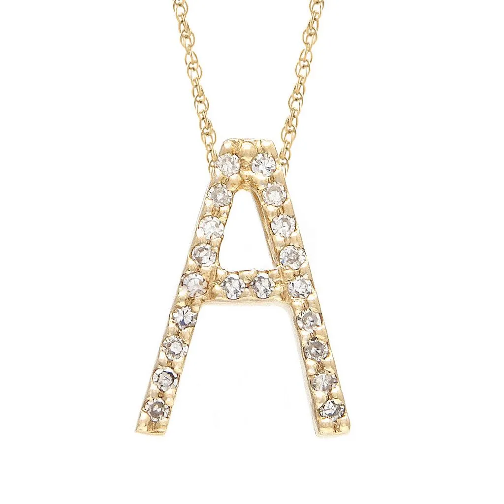 14k Diamond Initial Pendants. Available in White or Yellow Gold