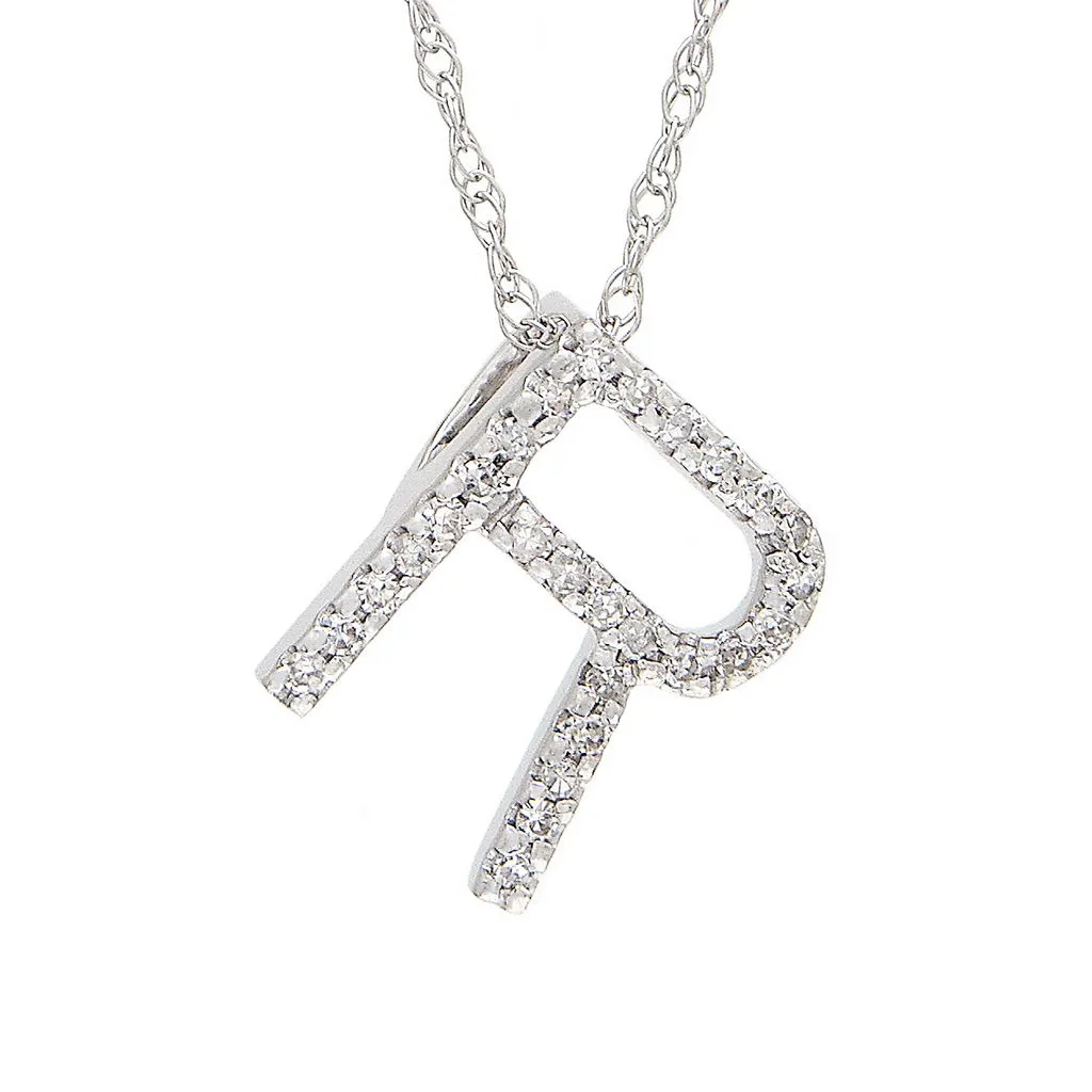 14k Diamond Initial Pendants. Available in White or Yellow Gold