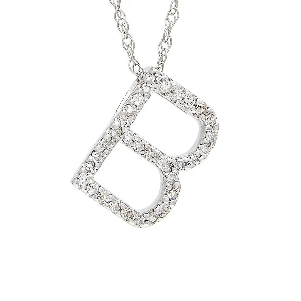 14k Diamond Initial Pendants. Available in White or Yellow Gold