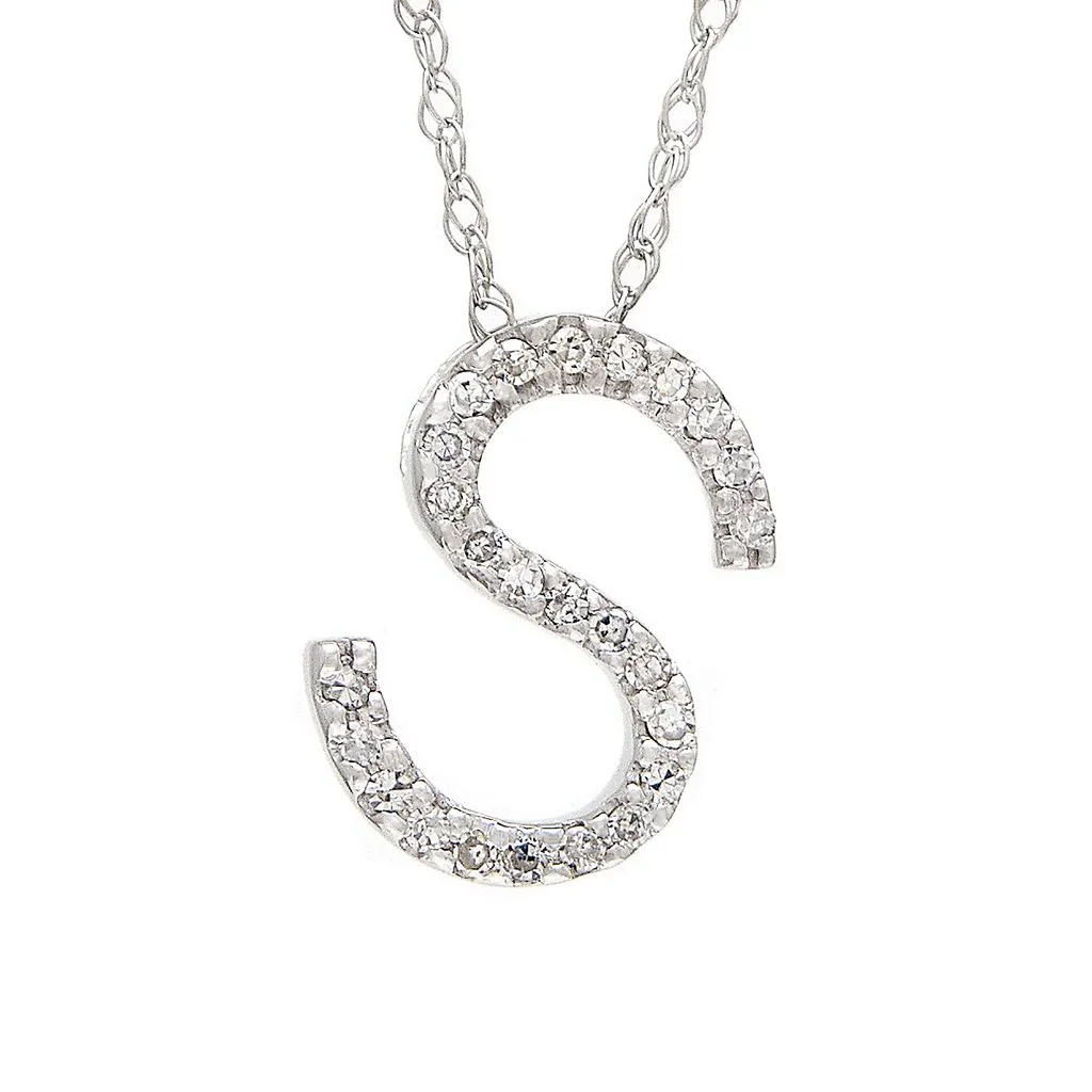 14k Diamond Initial Pendants. Available in White or Yellow Gold