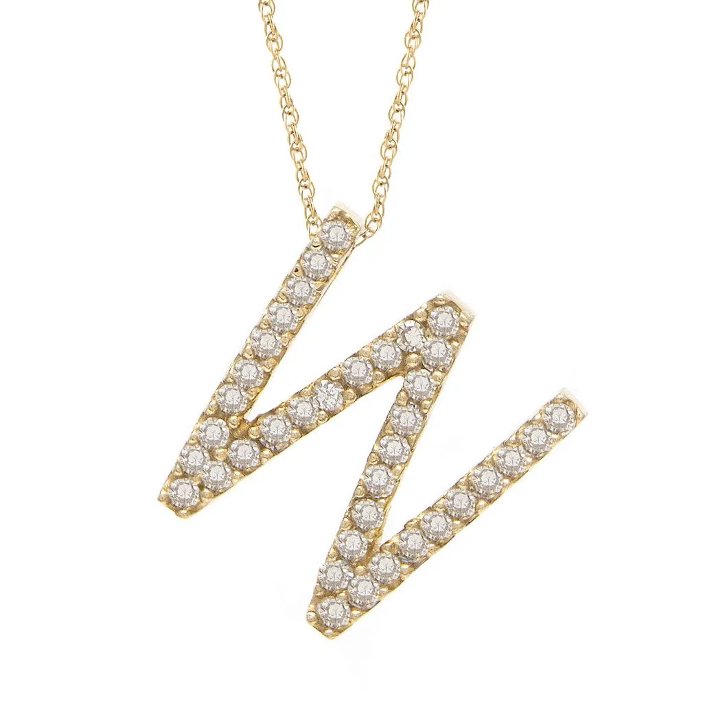 14k Diamond Initial Pendants. Available in White or Yellow Gold