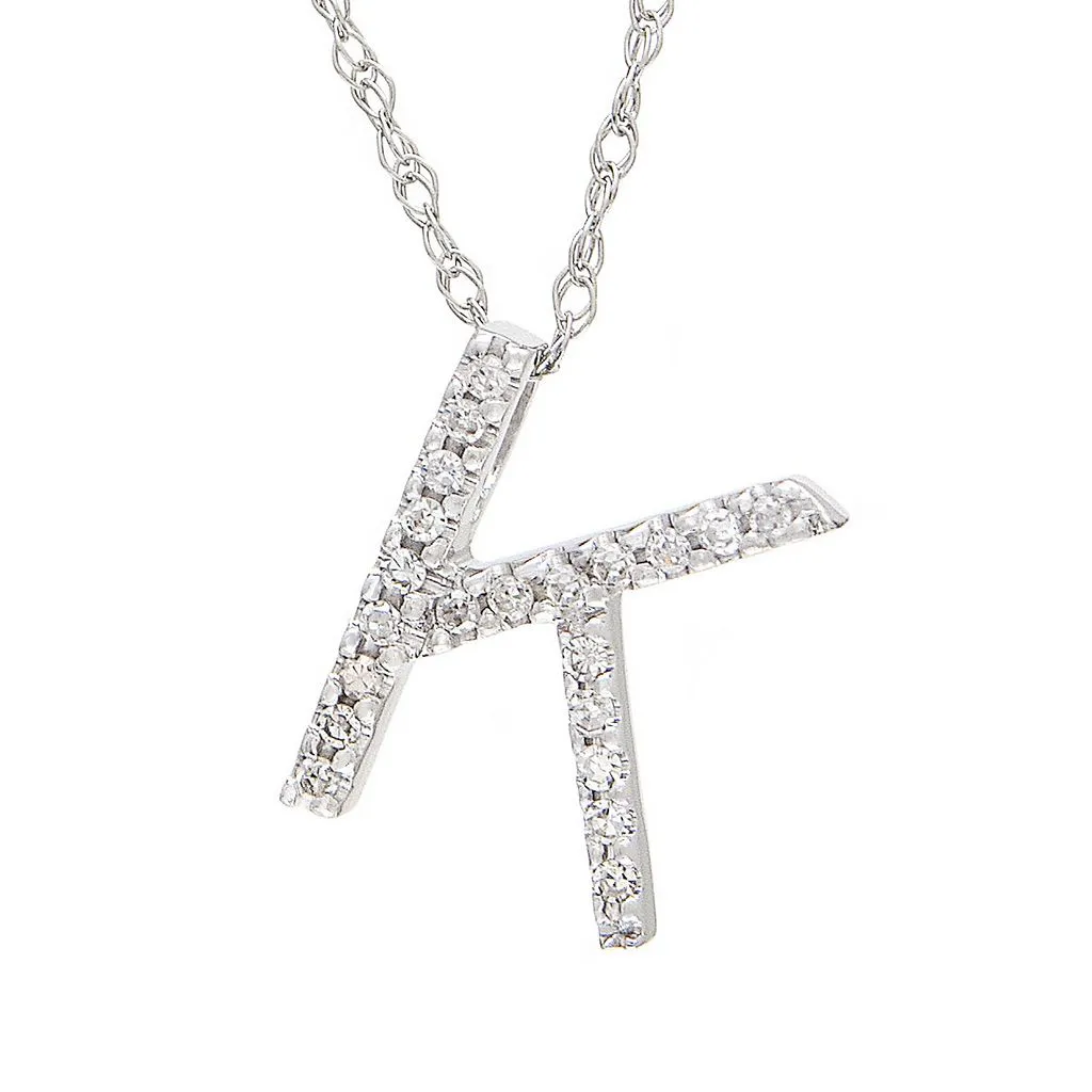 14k Diamond Initial Pendants. Available in White or Yellow Gold