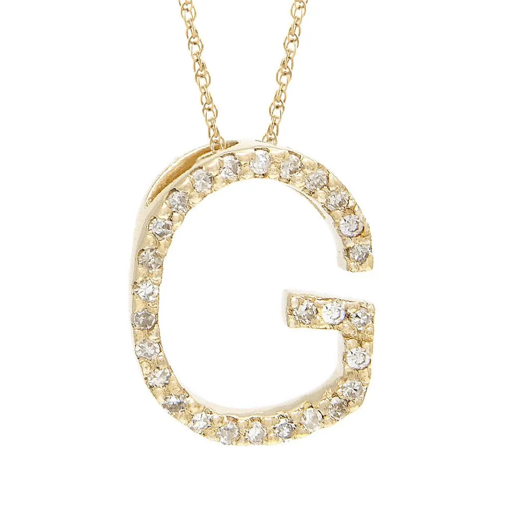 14k Diamond Initial Pendants. Available in White or Yellow Gold