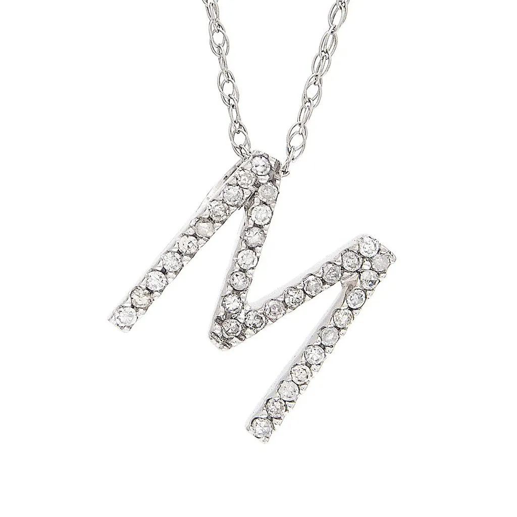 14k Diamond Initial Pendants. Available in White or Yellow Gold