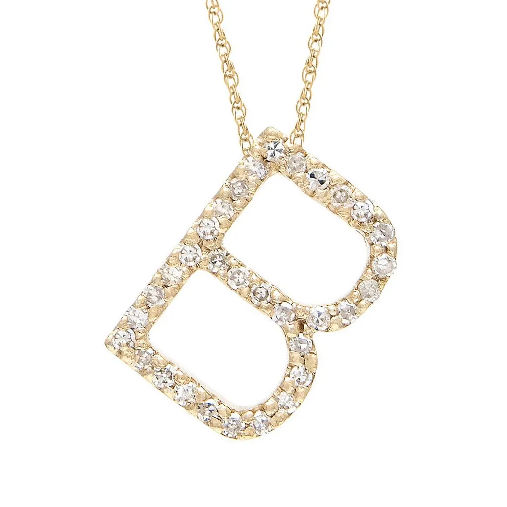 14k Diamond Initial Pendants. Available in White or Yellow Gold