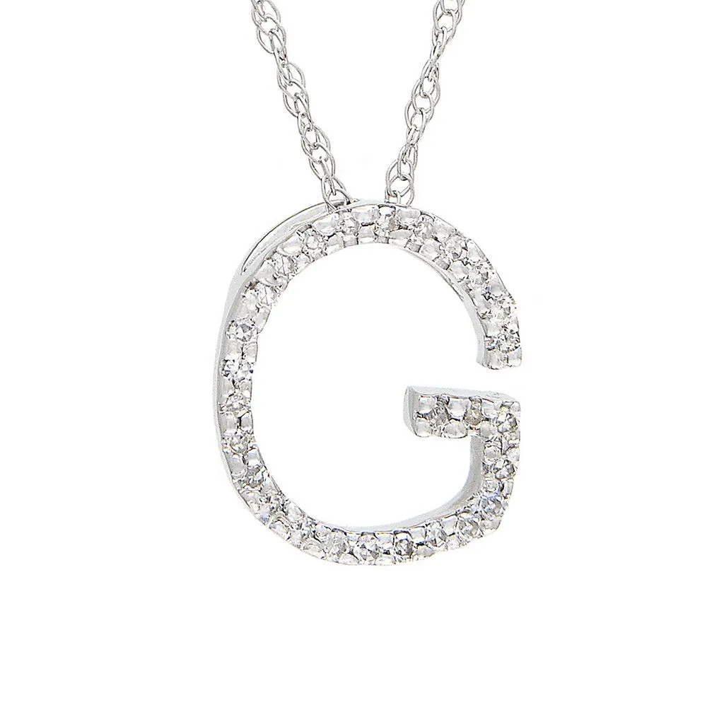 14k Diamond Initial Pendants. Available in White or Yellow Gold