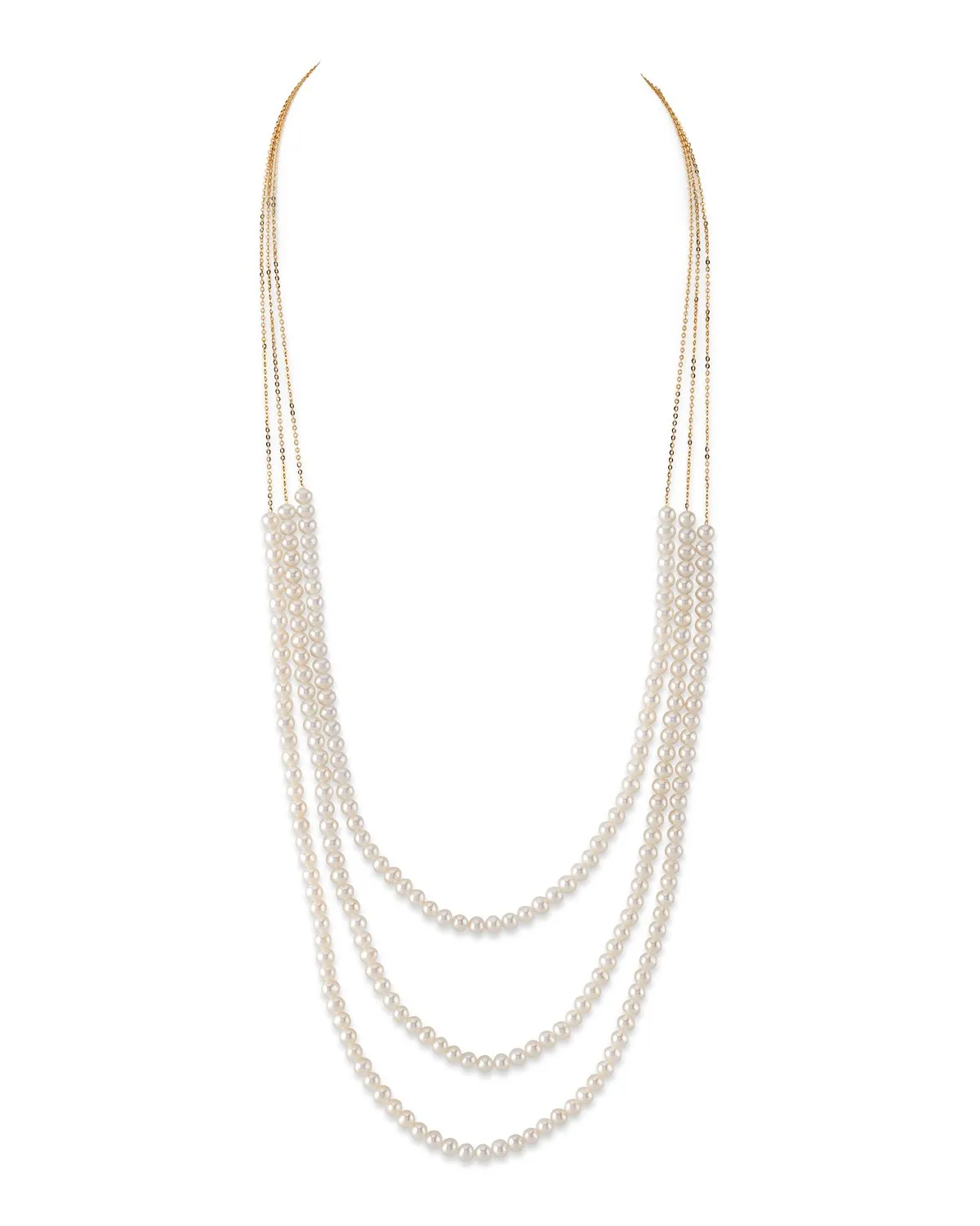 14K Gold Triple Freshwater Pearl and Chain Addie Necklace