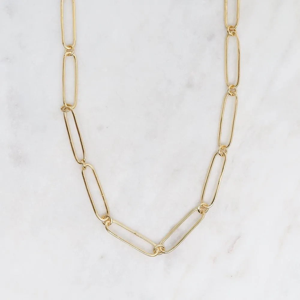 14k Gold Vermeil Square Link Necklace