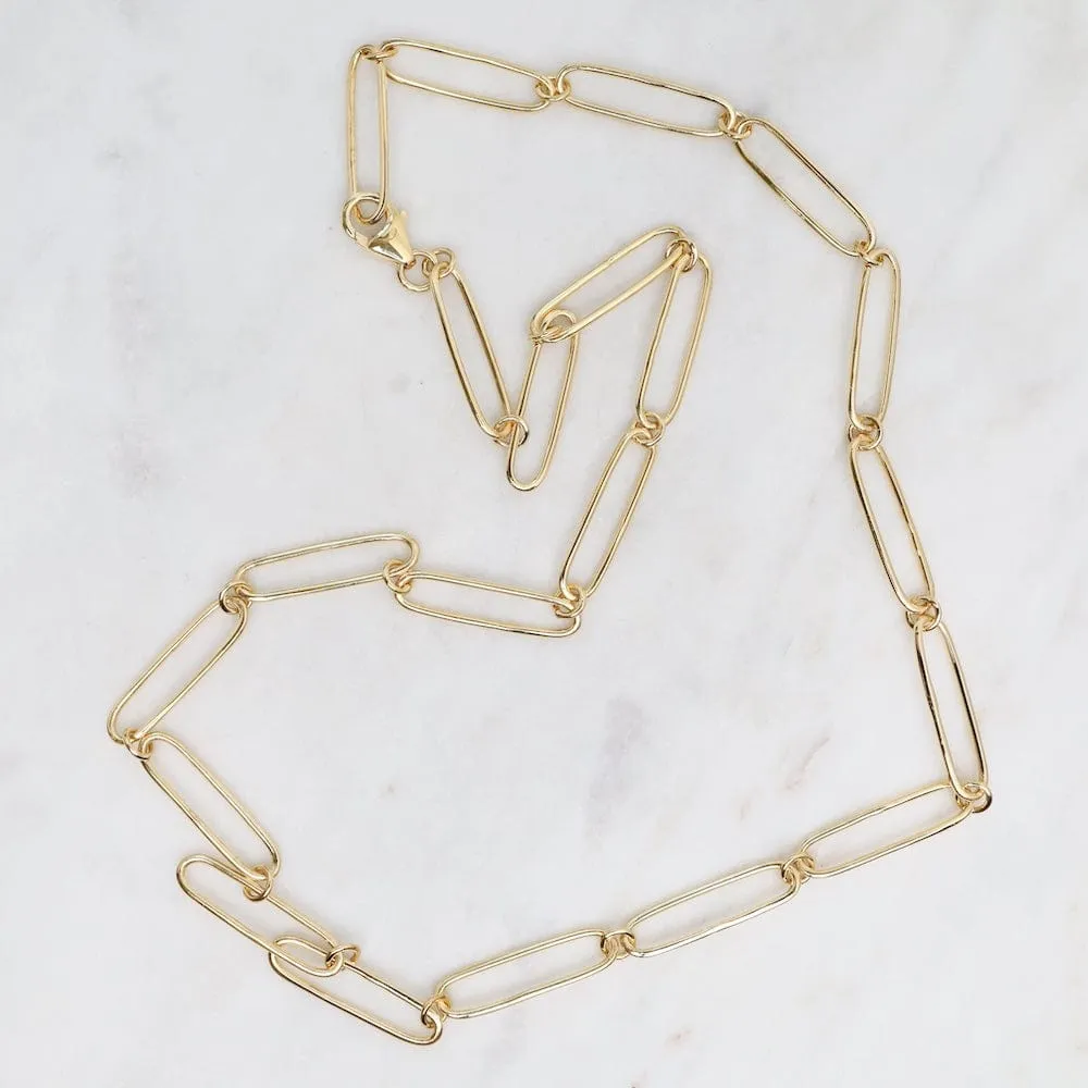 14k Gold Vermeil Square Link Necklace