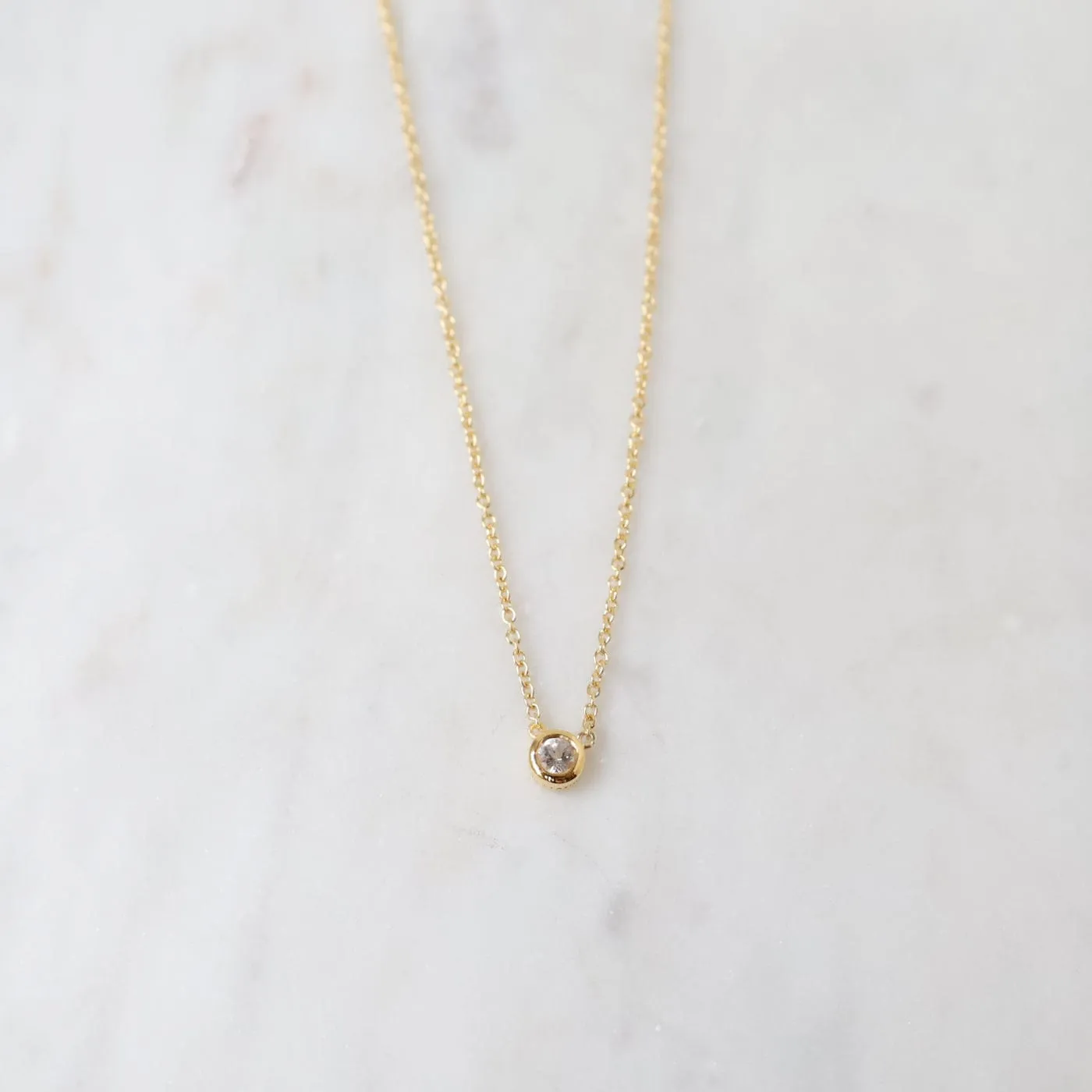 14k Gold Vermeil White Topaz Solitaire Necklace