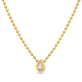 14K Pear Double Bezel Diamond Necklace