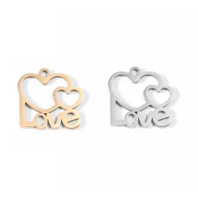 18K Gold PVD Stainless Steel Cutout Love Heart Charm / PDL0088