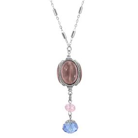 1928 Jewelry 3 Sided Transparent Stone Spinner Drop Necklace 28"