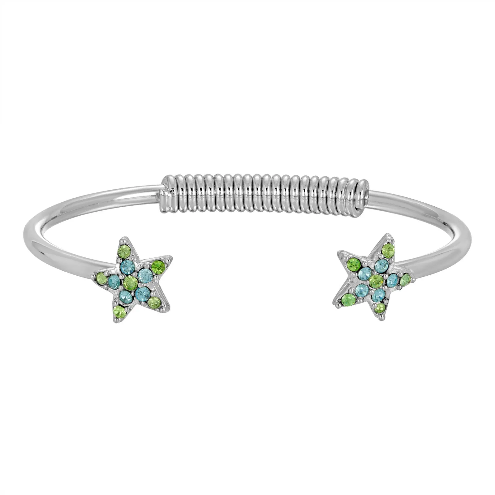 1928 Jewelry Austrian Crystal Star Spring Cuff Bracelet