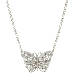 1928 Jewelry Classic Filigree Butterfly Pendant Necklace 16"   3" Extender