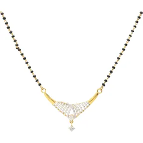 22K Gold Mangalsutra Chain Necklace w/ Colorful Pendant.