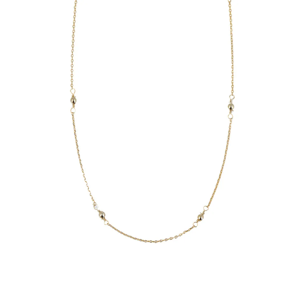 22K Gold Plated Ball Station Necklace